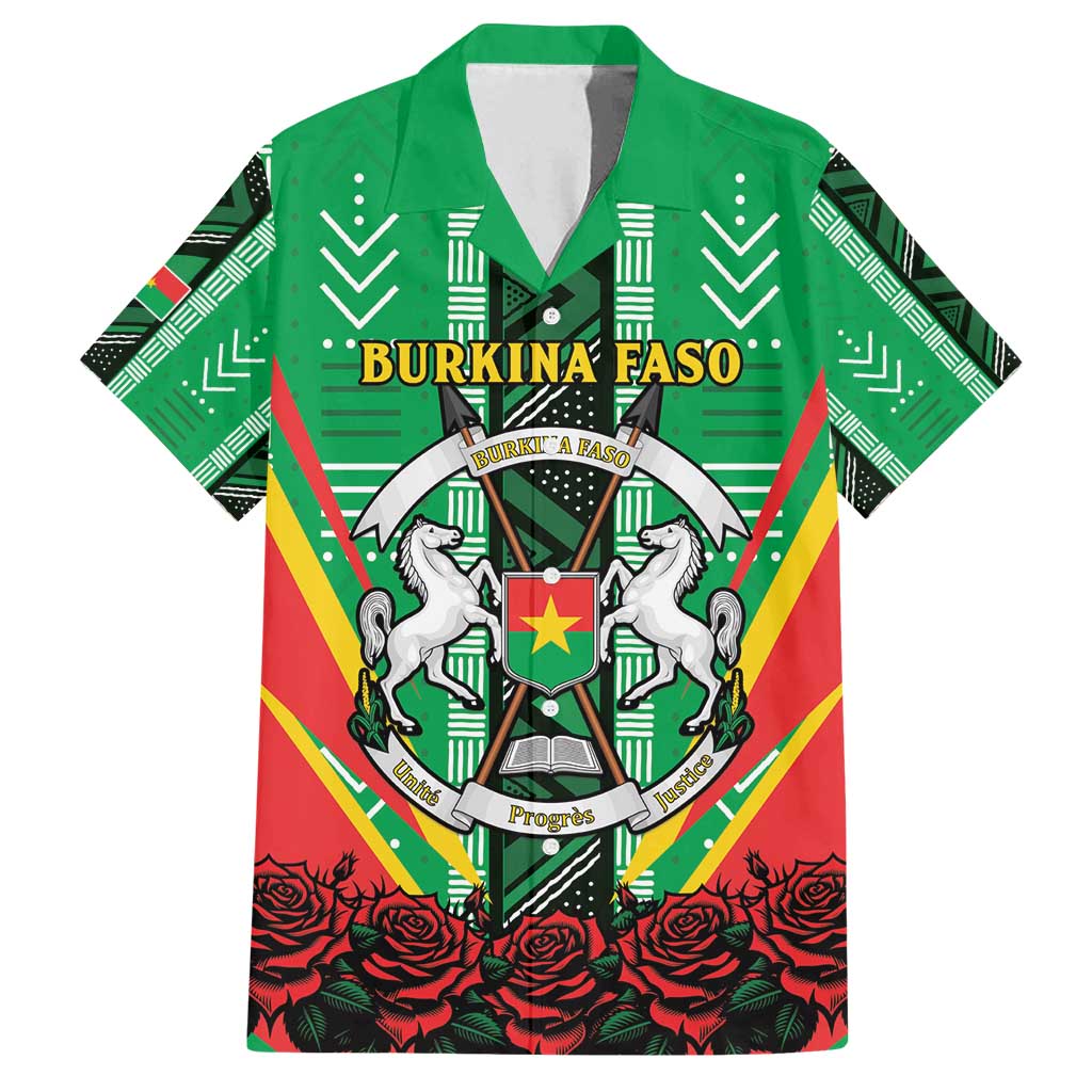Personalised Burkina Faso Family Matching Summer Maxi Dress and Hawaiian Shirt Coat Of Arms Bogolan Pattern