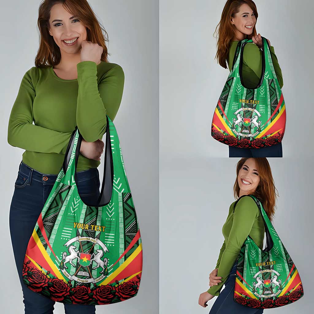 Personalised Burkina Faso Grocery Bag Coat Of Arms Bogolan Pattern