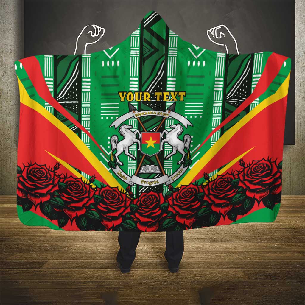 Personalised Burkina Faso Hooded Blanket Coat Of Arms Bogolan Pattern