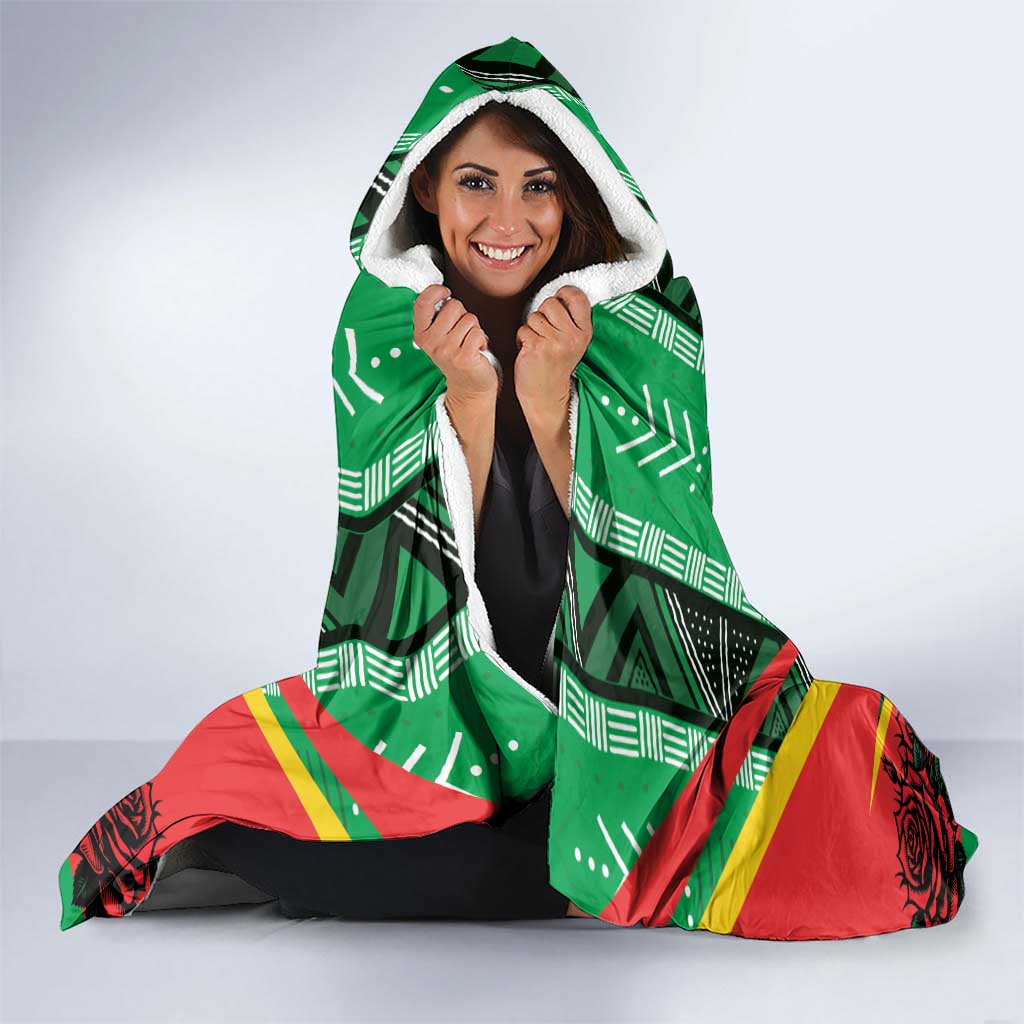 Personalised Burkina Faso Hooded Blanket Coat Of Arms Bogolan Pattern