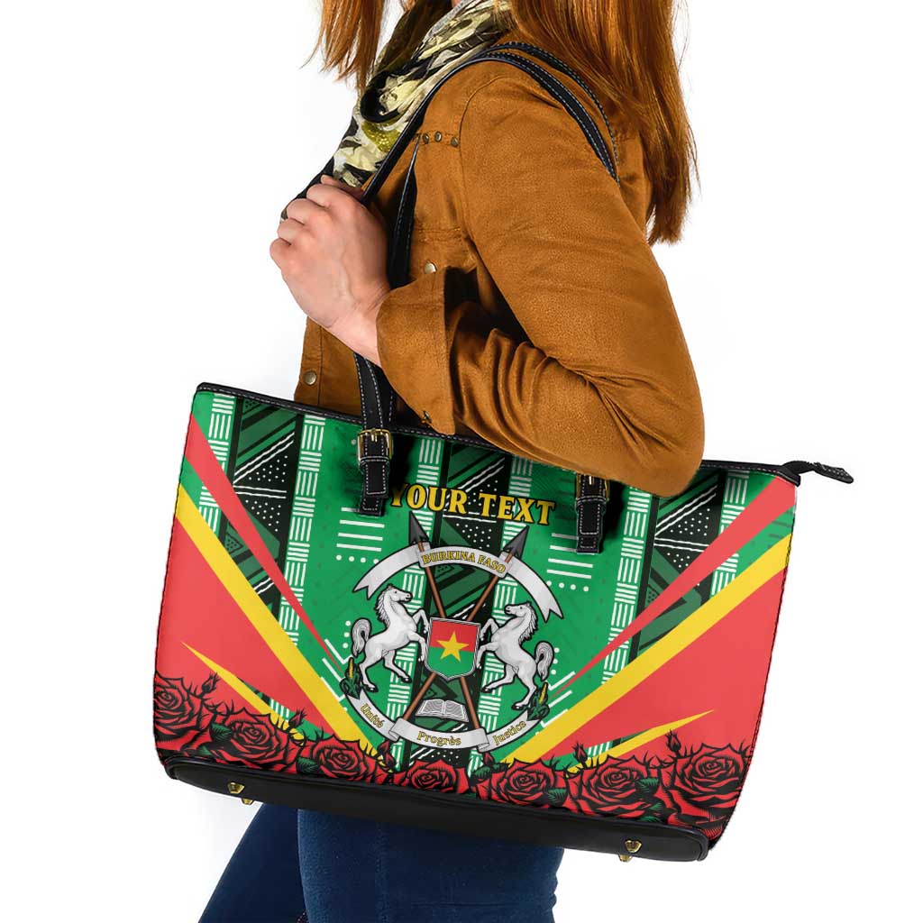 Personalised Burkina Faso Leather Tote Bag Coat Of Arms Bogolan Pattern