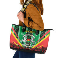 Personalised Burkina Faso Leather Tote Bag Coat Of Arms Bogolan Pattern