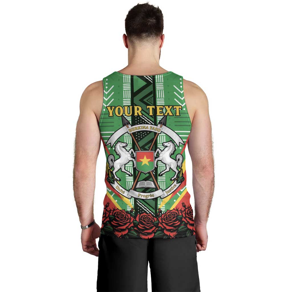 Personalised Burkina Faso Men Tank Top Coat Of Arms Bogolan Pattern
