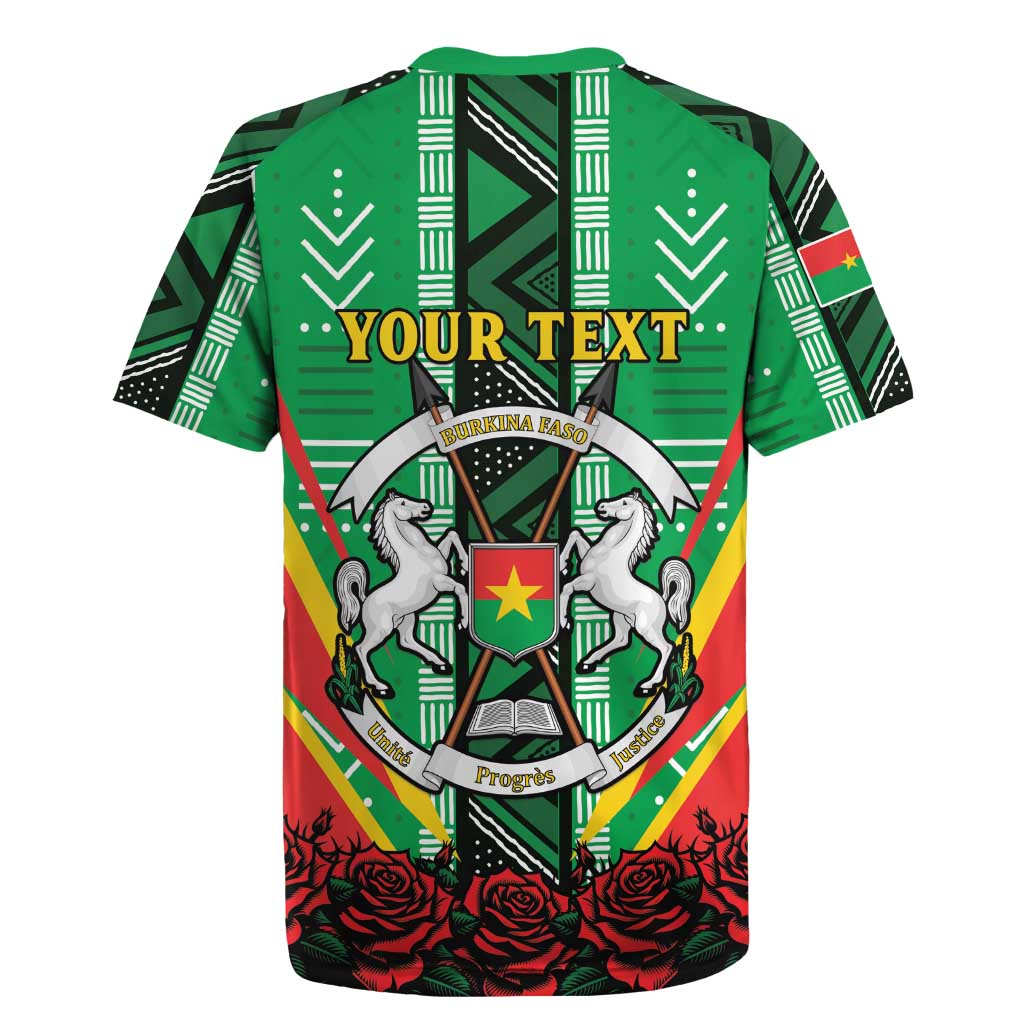 Personalised Burkina Faso Rugby Jersey Coat Of Arms Bogolan Pattern