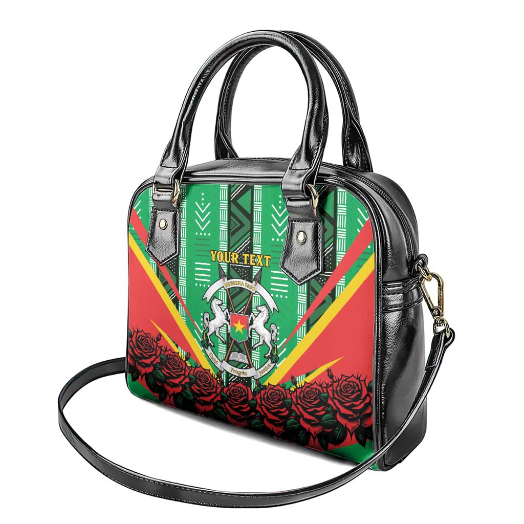 Personalised Burkina Faso Shoulder Handbag Coat Of Arms Bogolan Pattern