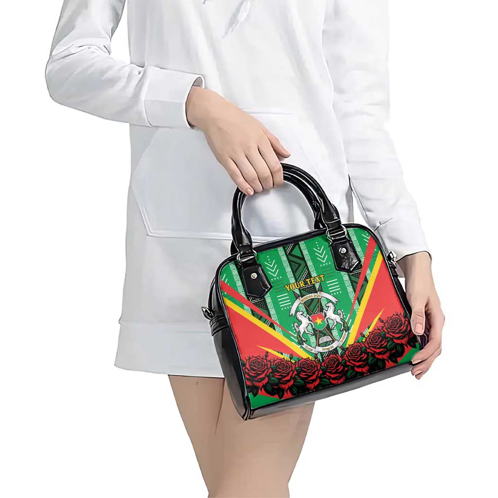 Personalised Burkina Faso Shoulder Handbag Coat Of Arms Bogolan Pattern