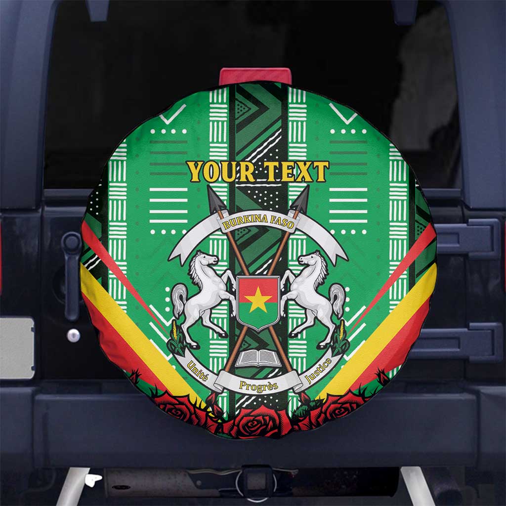 Personalised Burkina Faso Spare Tire Cover Coat Of Arms Bogolan Pattern