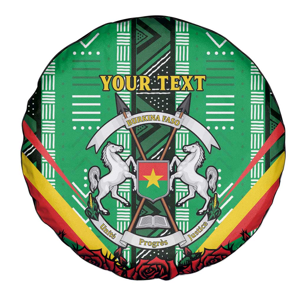 Personalised Burkina Faso Spare Tire Cover Coat Of Arms Bogolan Pattern