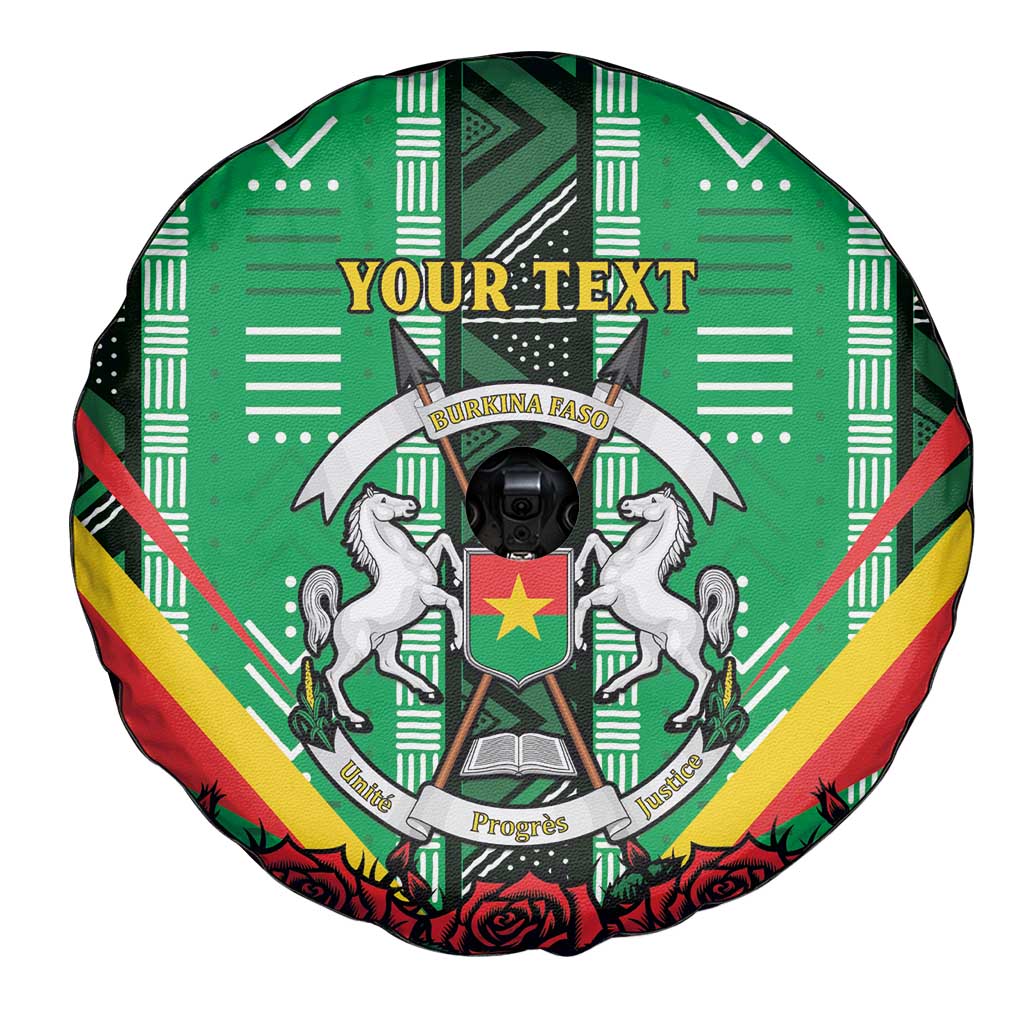 Personalised Burkina Faso Spare Tire Cover Coat Of Arms Bogolan Pattern
