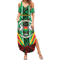 Personalised Burkina Faso Summer Maxi Dress Coat Of Arms Bogolan Pattern