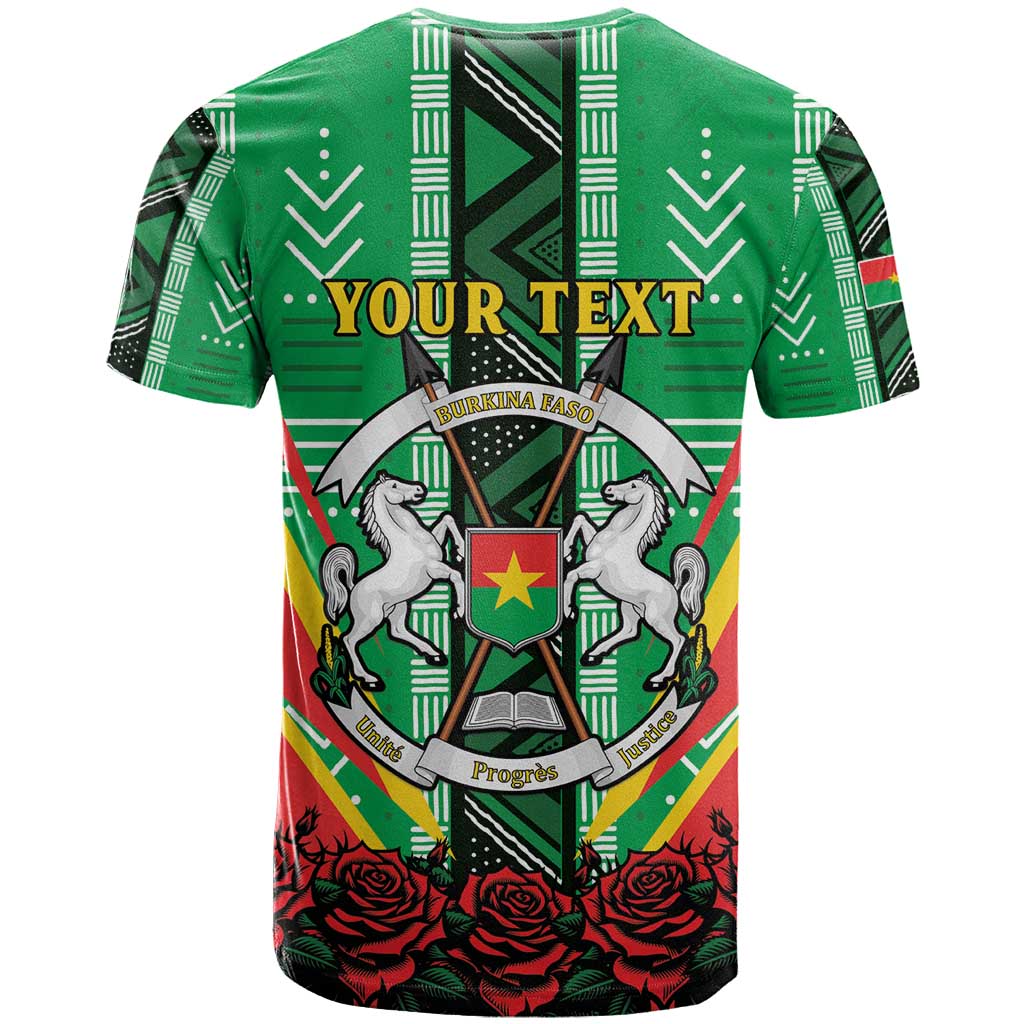 Personalised Burkina Faso T Shirt Coat Of Arms Bogolan Pattern