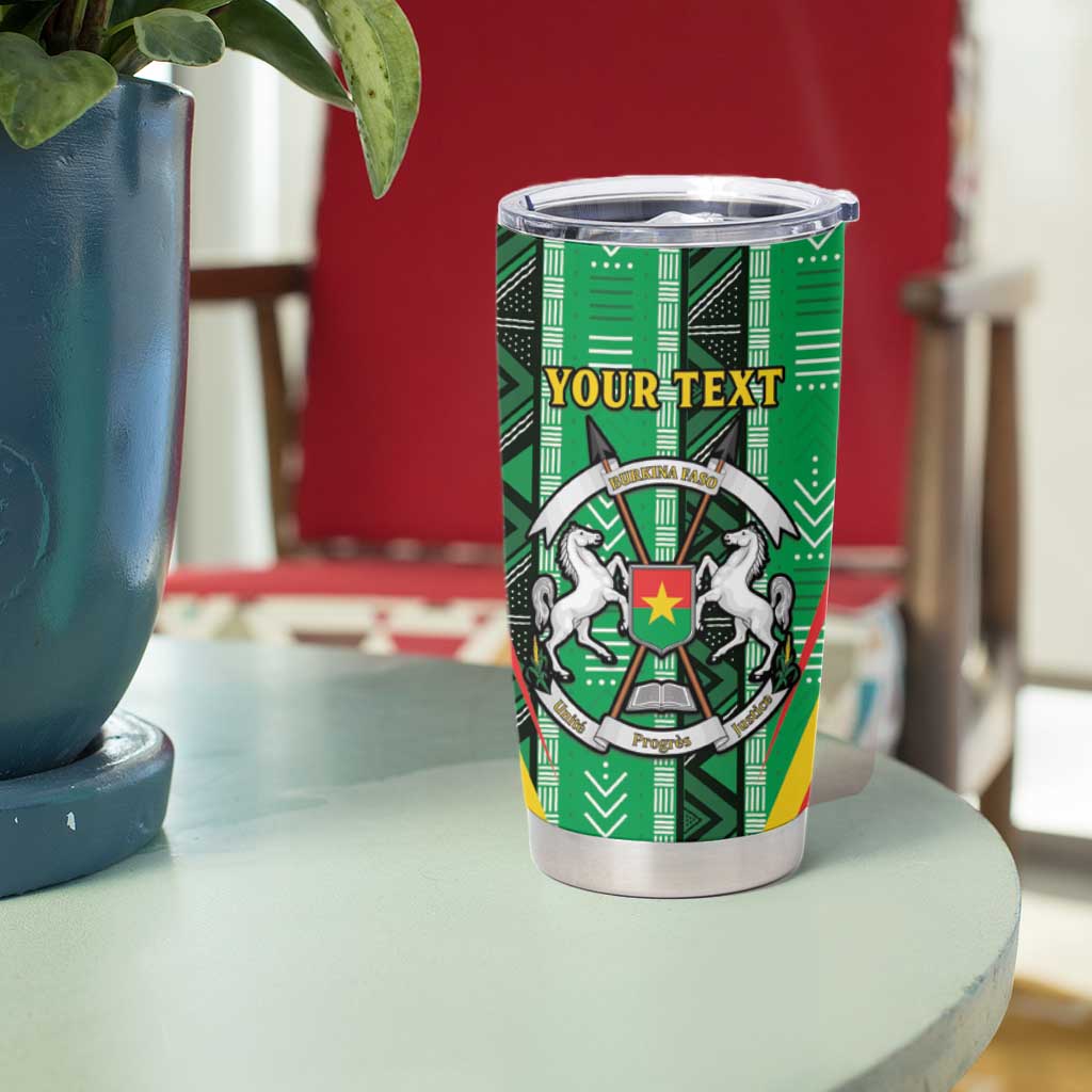 Personalised Burkina Faso Tumbler Cup Coat Of Arms Bogolan Pattern