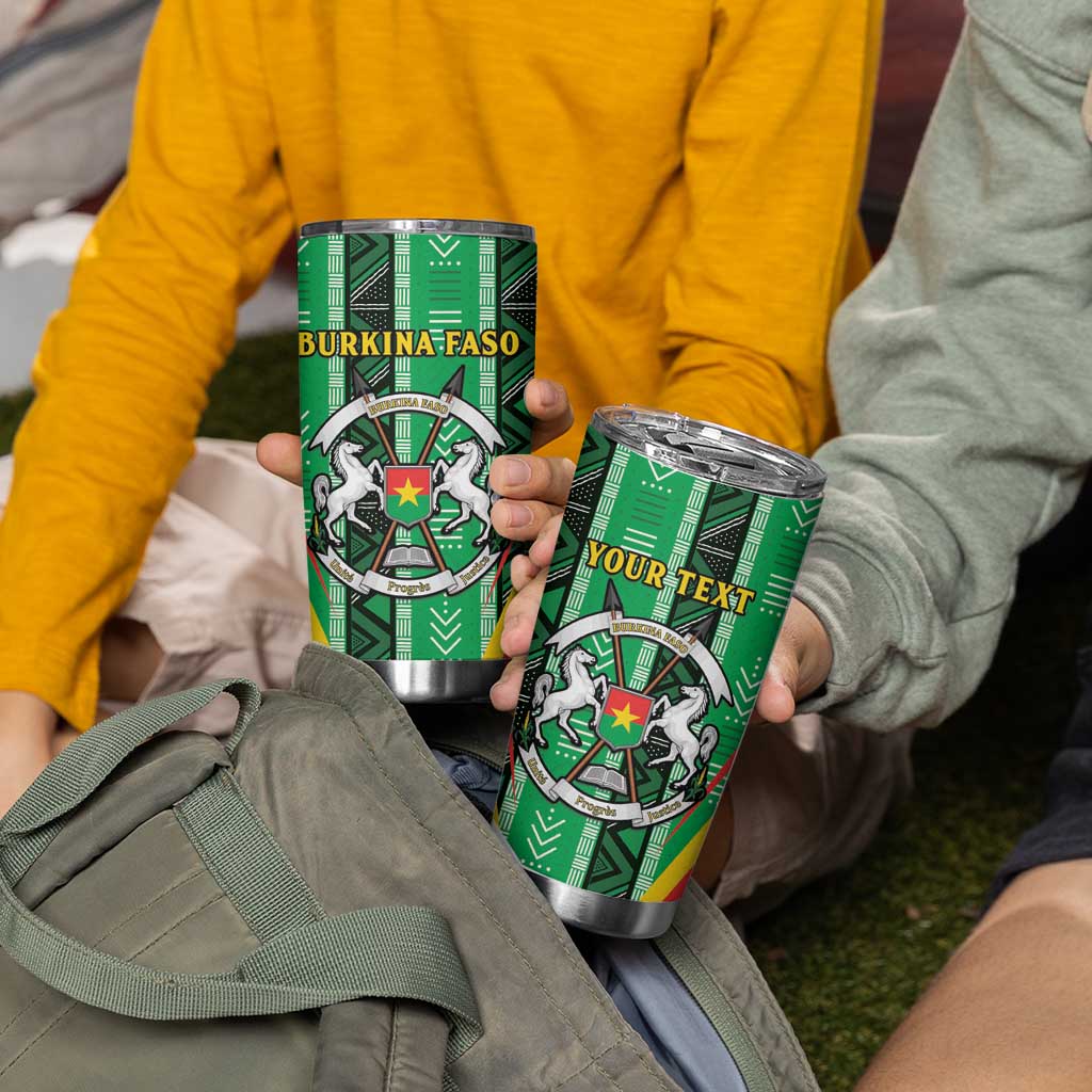 Personalised Burkina Faso Tumbler Cup Coat Of Arms Bogolan Pattern