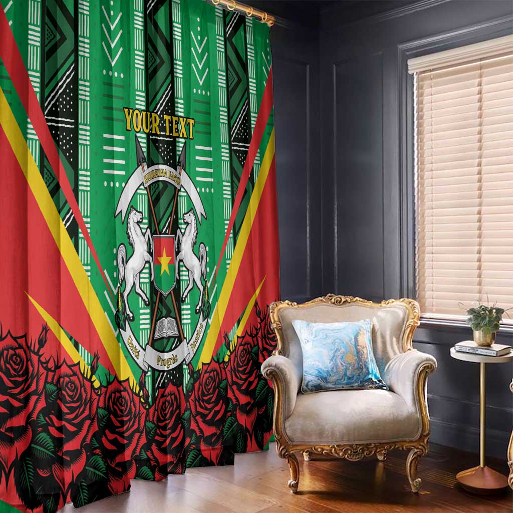 Personalised Burkina Faso Window Curtain Coat Of Arms Bogolan Pattern