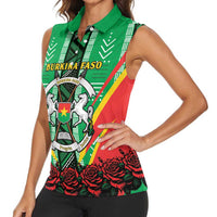 Personalised Burkina Faso Women Sleeveless Polo Shirt Coat Of Arms Bogolan Pattern