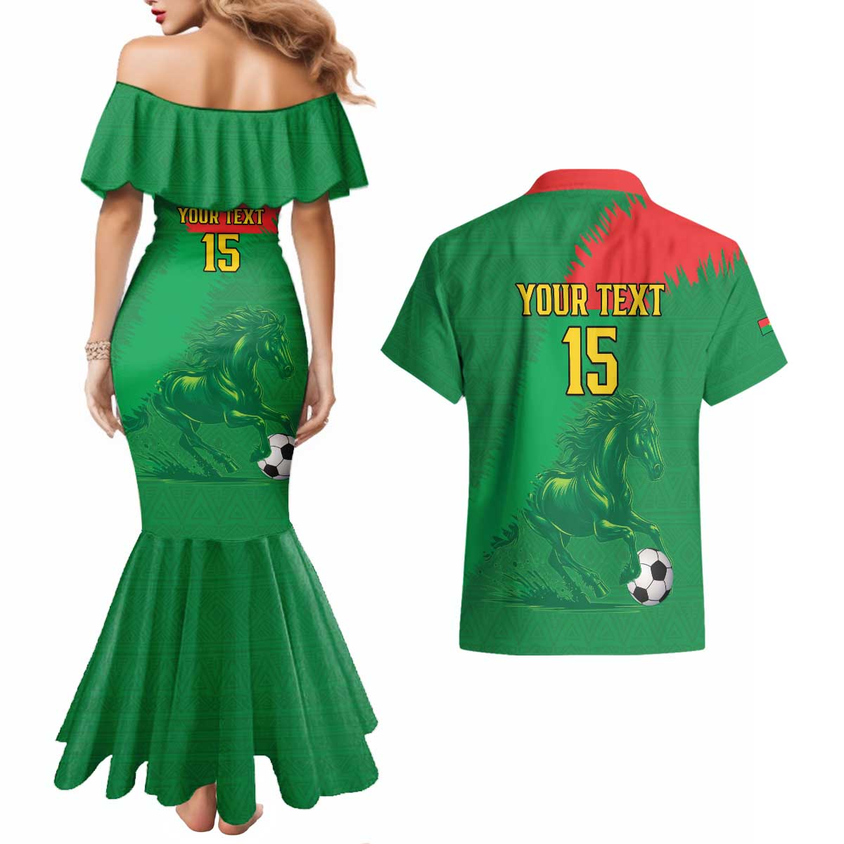 Custom Burkina Faso Football Couples Matching Mermaid Dress and Hawaiian Shirt Go Les Etalons