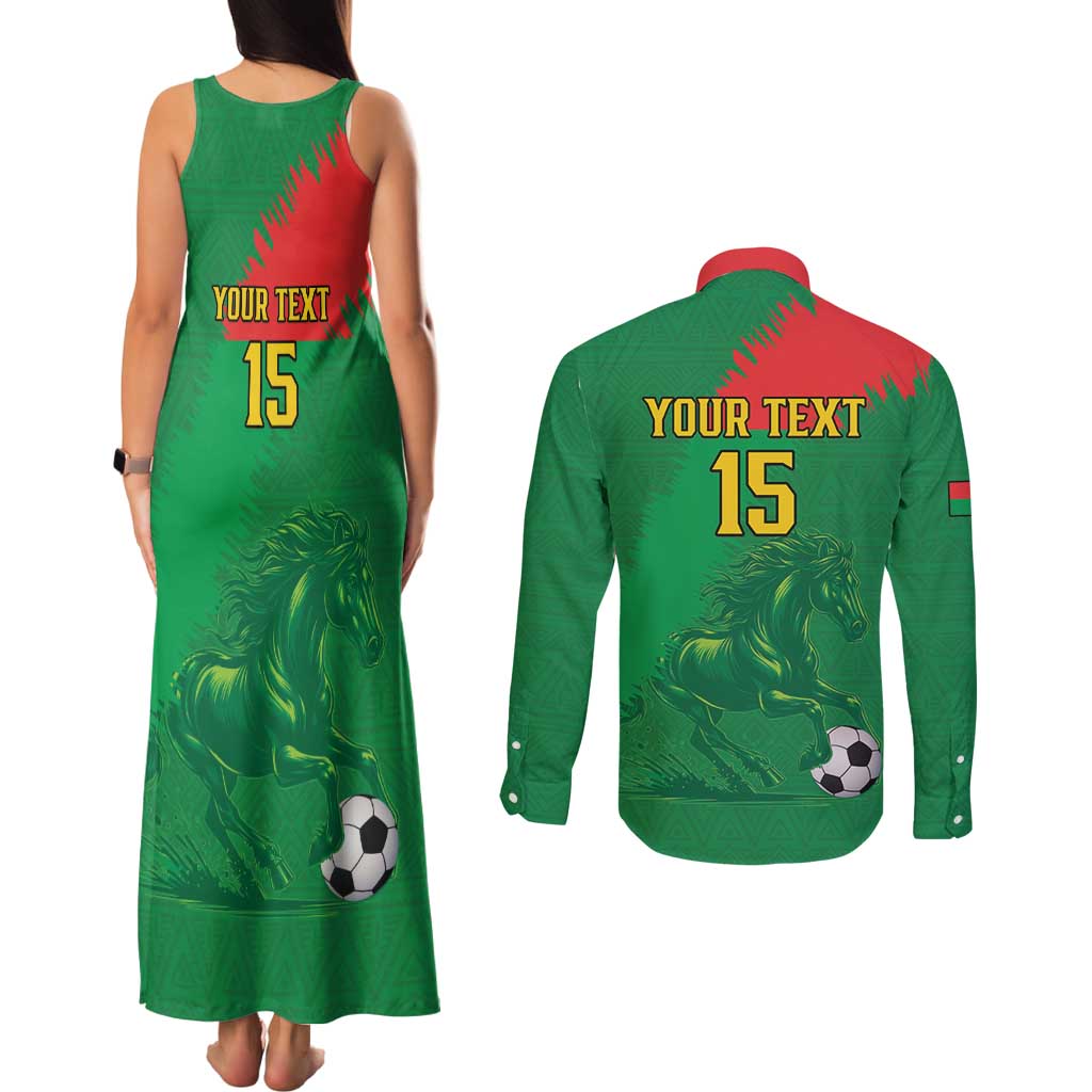 Custom Burkina Faso Football Couples Matching Tank Maxi Dress and Long Sleeve Button Shirt Go Les Etalons