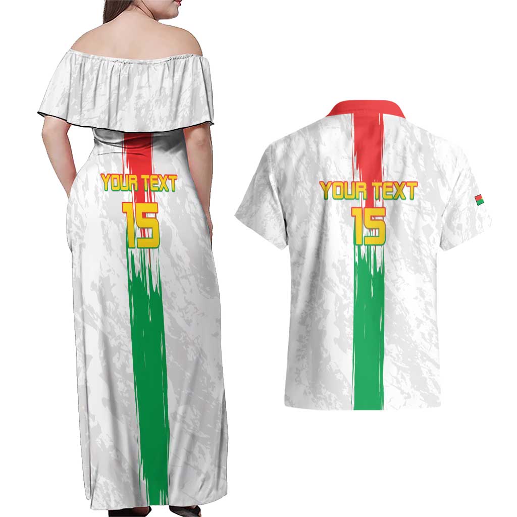 Custom Burkina Faso Football Couples Matching Off Shoulder Maxi Dress and Hawaiian Shirt Grunge Style