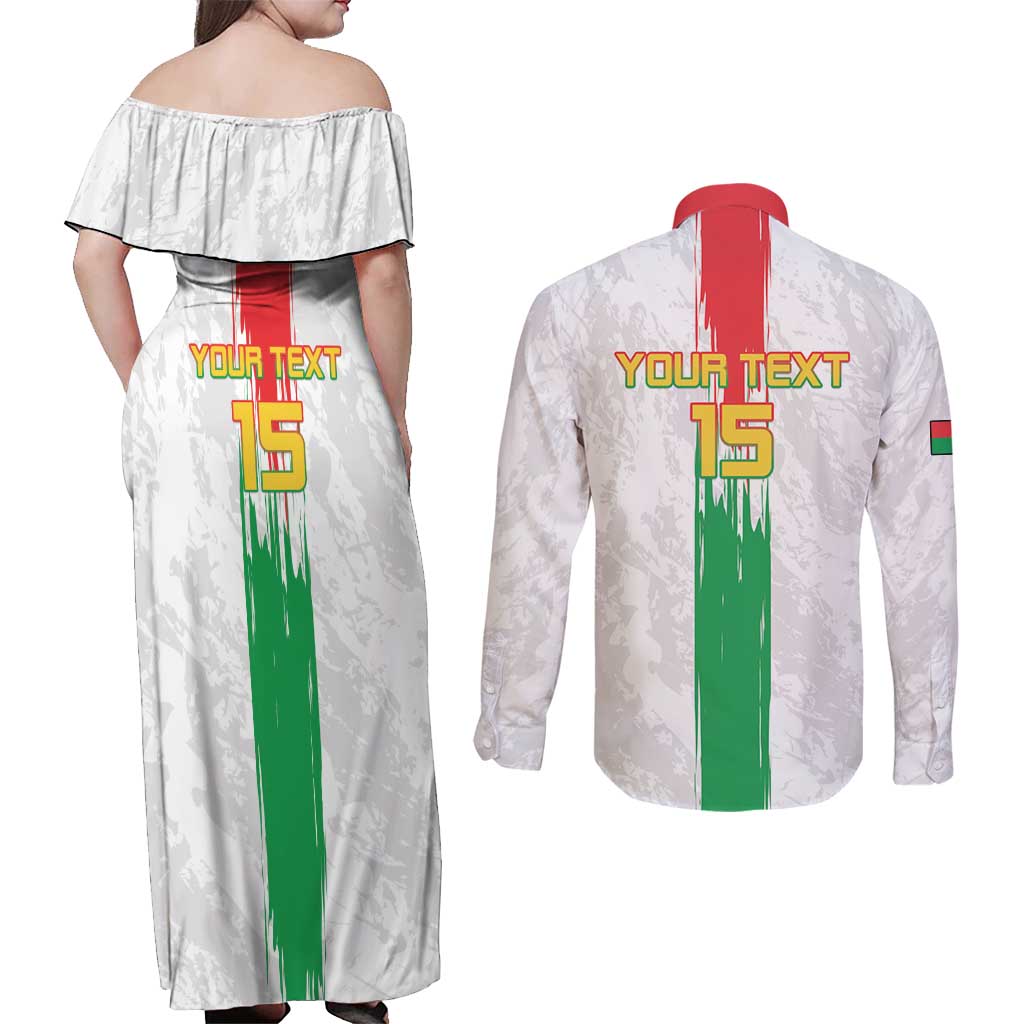 Custom Burkina Faso Football Couples Matching Off Shoulder Maxi Dress and Long Sleeve Button Shirt Grunge Style