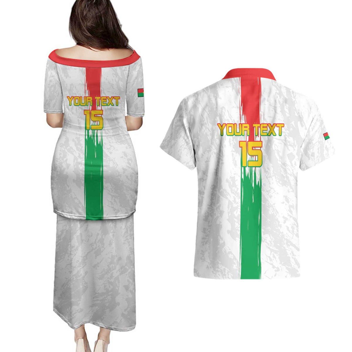 Custom Burkina Faso Football Couples Matching Puletasi and Hawaiian Shirt Grunge Style