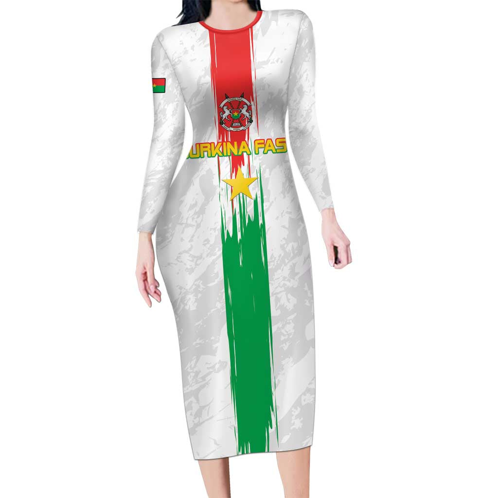 Custom Burkina Faso Football Family Matching Long Sleeve Bodycon Dress and Hawaiian Shirt Grunge Style