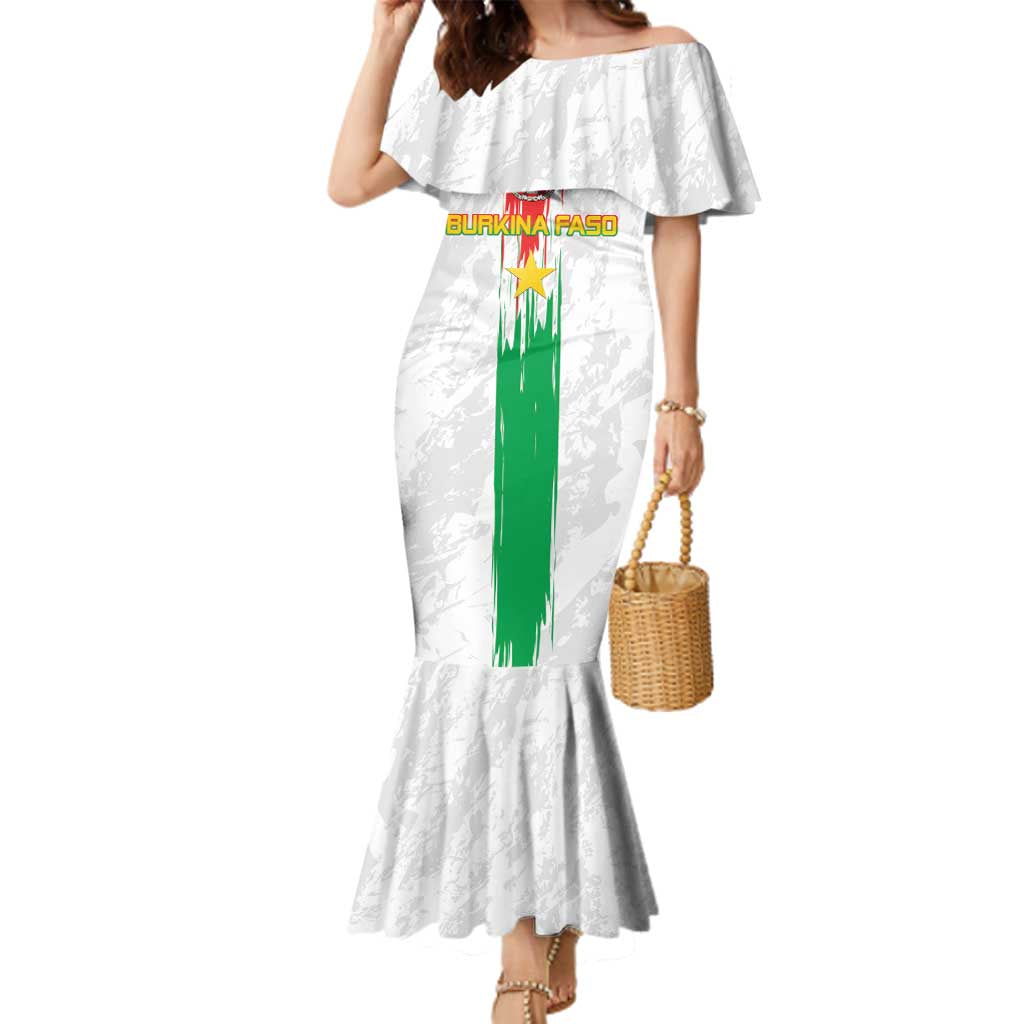 Custom Burkina Faso Football Family Matching Mermaid Dress and Hawaiian Shirt Grunge Style