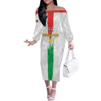 Custom Burkina Faso Football Family Matching Off The Shoulder Long Sleeve Dress and Hawaiian Shirt Grunge Style