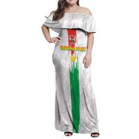 Custom Burkina Faso Football Family Matching Off Shoulder Maxi Dress and Hawaiian Shirt Grunge Style
