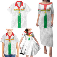 Custom Burkina Faso Football Family Matching Puletasi and Hawaiian Shirt Grunge Style