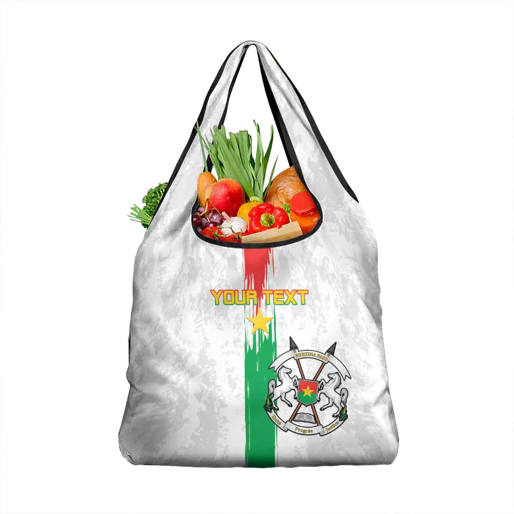Custom Burkina Faso Football Grocery Bag Grunge Style