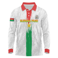 Custom Burkina Faso Football Long Sleeve Polo Shirt Grunge Style
