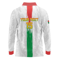 Custom Burkina Faso Football Long Sleeve Polo Shirt Grunge Style