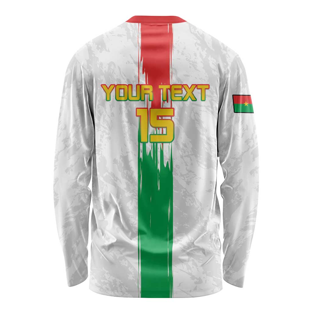 Custom Burkina Faso Football Long Sleeve Shirt Grunge Style