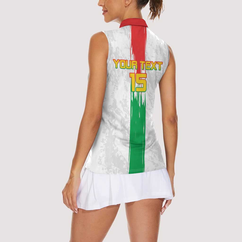 Custom Burkina Faso Football Women Sleeveless Polo Shirt Grunge Style