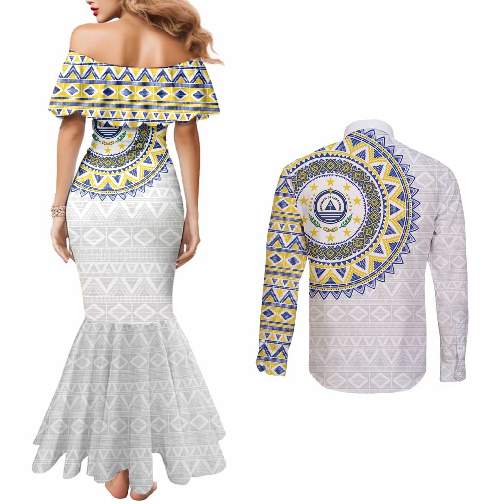 Cape Verde Couples Matching Mermaid Dress and Long Sleeve Button Shirt African Tribal Pattern