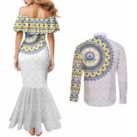 Cape Verde Couples Matching Mermaid Dress and Long Sleeve Button Shirt African Tribal Pattern