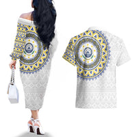 Cape Verde Couples Matching Off The Shoulder Long Sleeve Dress and Hawaiian Shirt African Tribal Pattern