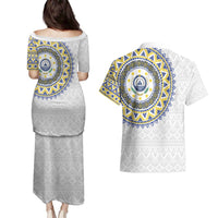 Cape Verde Couples Matching Puletasi and Hawaiian Shirt African Tribal Pattern