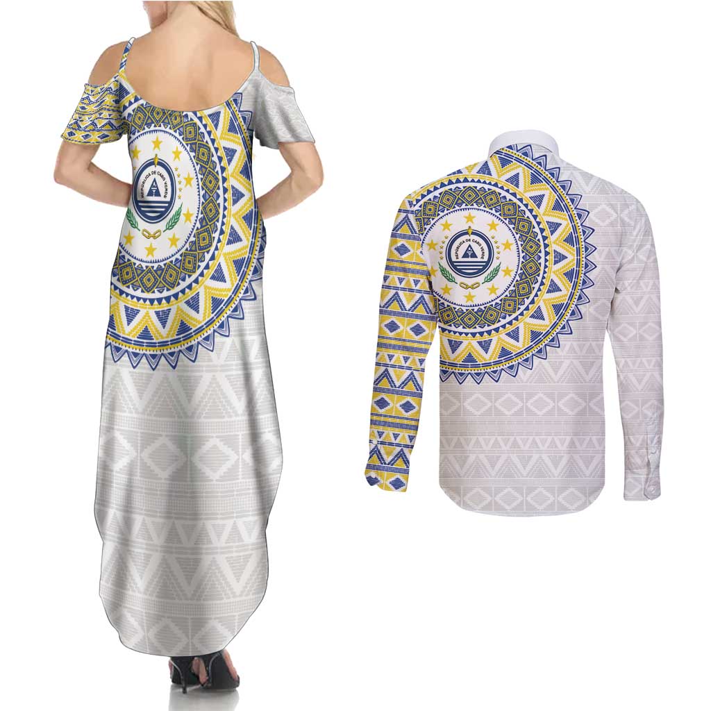 Cape Verde Couples Matching Summer Maxi Dress and Long Sleeve Button Shirt African Tribal Pattern