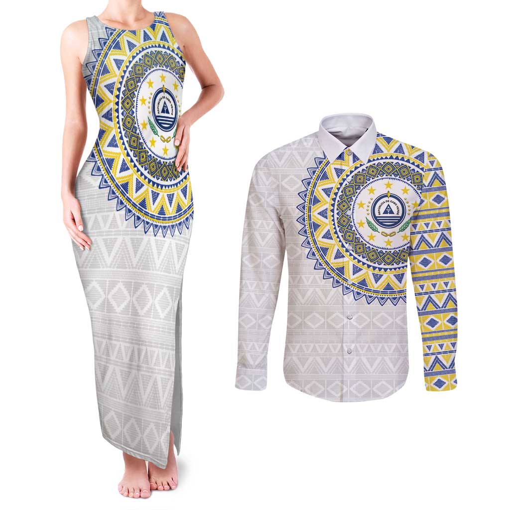 Cape Verde Couples Matching Tank Maxi Dress and Long Sleeve Button Shirt African Tribal Pattern