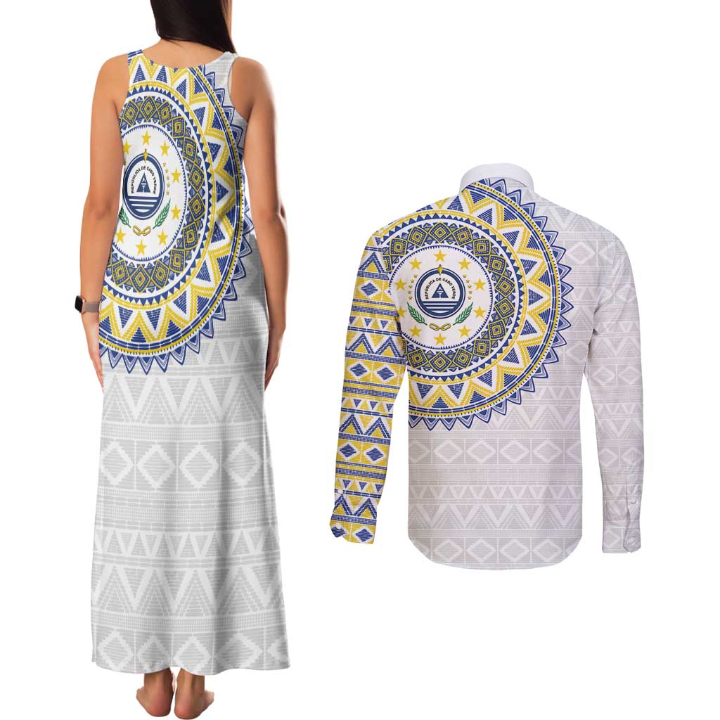 Cape Verde Couples Matching Tank Maxi Dress and Long Sleeve Button Shirt African Tribal Pattern