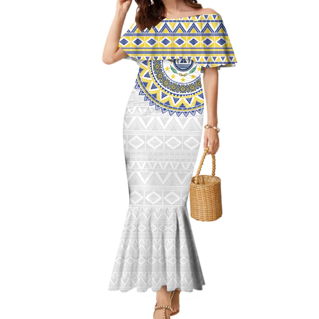 Cape Verde Family Matching Mermaid Dress and Hawaiian Shirt African Tribal Pattern