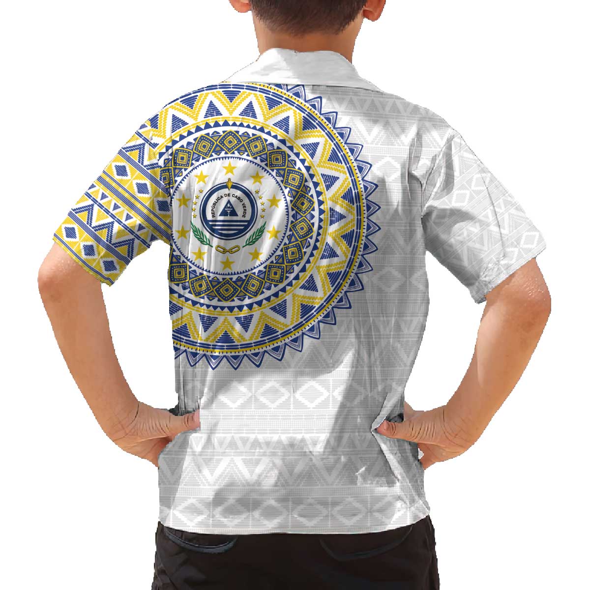 Cape Verde Family Matching Off The Shoulder Long Sleeve Dress and Hawaiian Shirt African Tribal Pattern