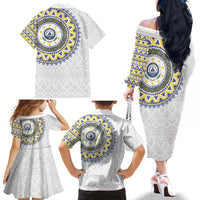 Cape Verde Family Matching Off The Shoulder Long Sleeve Dress and Hawaiian Shirt African Tribal Pattern
