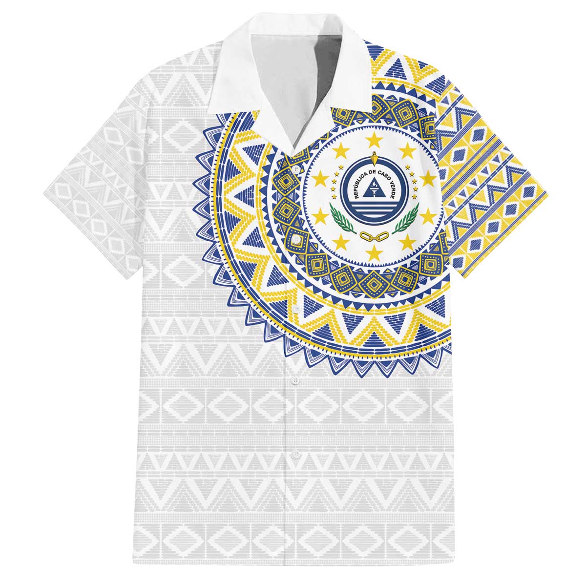 Cape Verde Family Matching Off The Shoulder Long Sleeve Dress and Hawaiian Shirt African Tribal Pattern