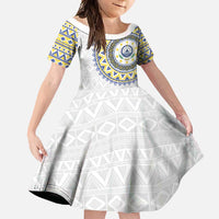 Cape Verde Family Matching Off Shoulder Maxi Dress and Hawaiian Shirt African Tribal Pattern