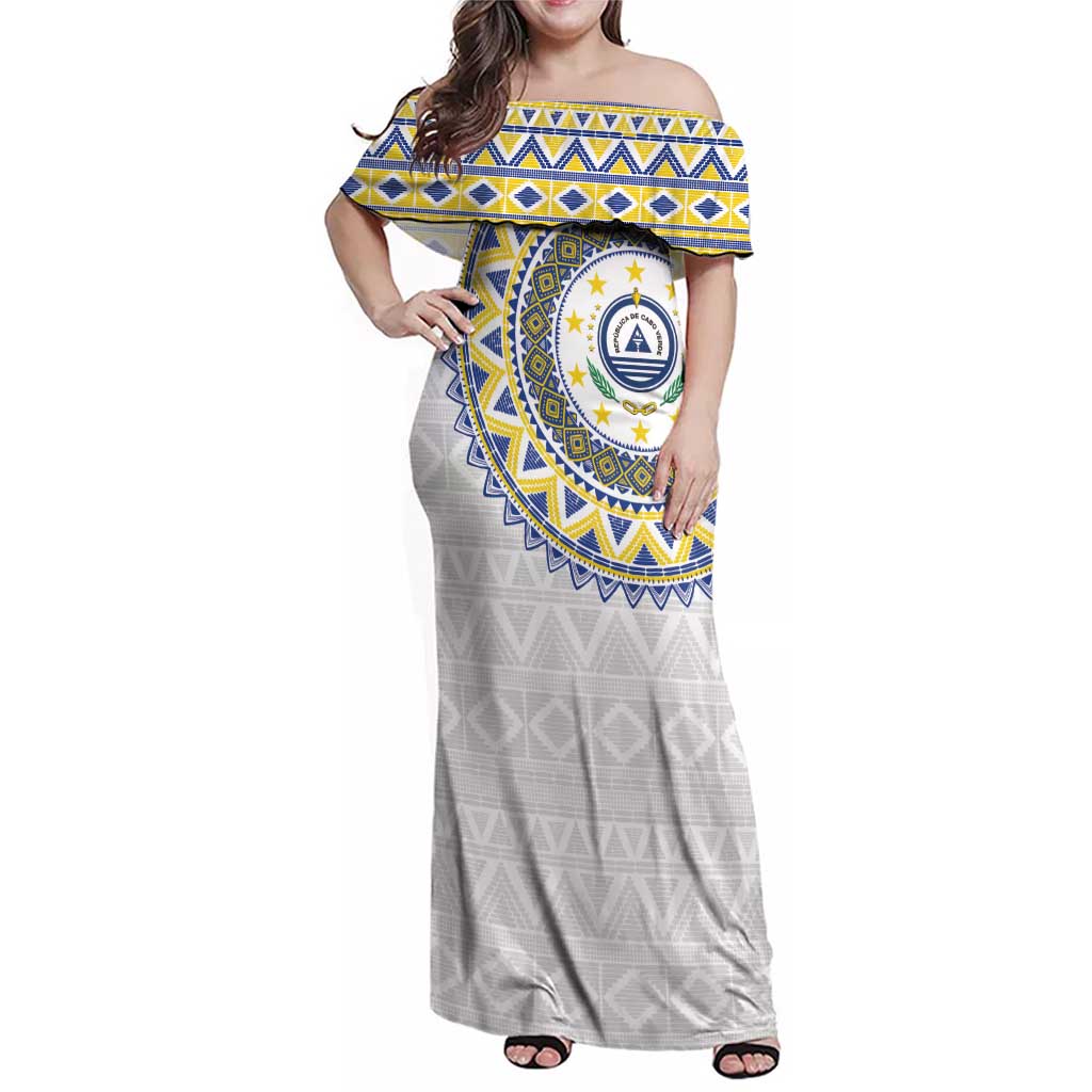 Cape Verde Family Matching Off Shoulder Maxi Dress and Hawaiian Shirt African Tribal Pattern