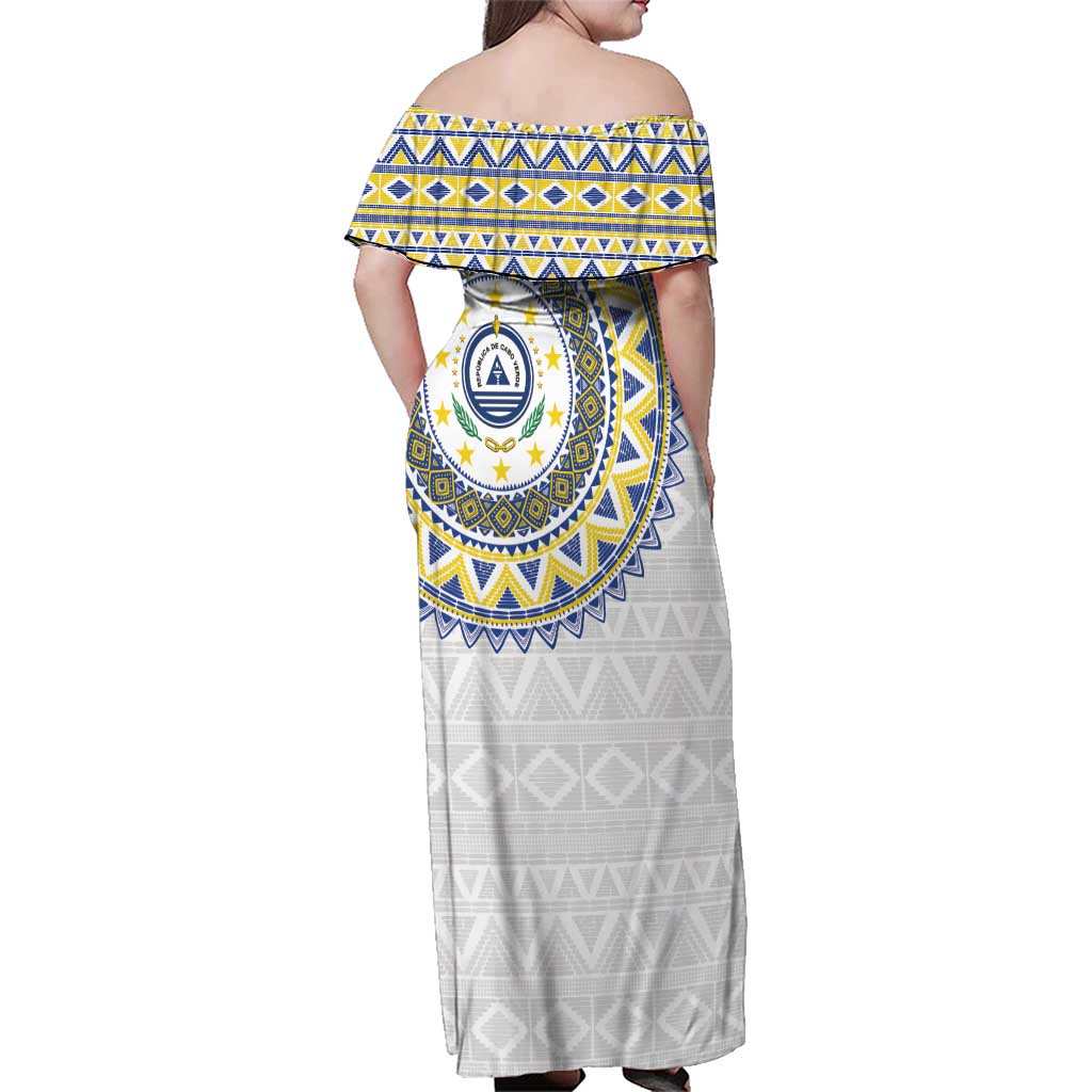 Cape Verde Family Matching Off Shoulder Maxi Dress and Hawaiian Shirt African Tribal Pattern