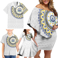 Cape Verde Family Matching Off Shoulder Short Dress and Hawaiian Shirt African Tribal Pattern