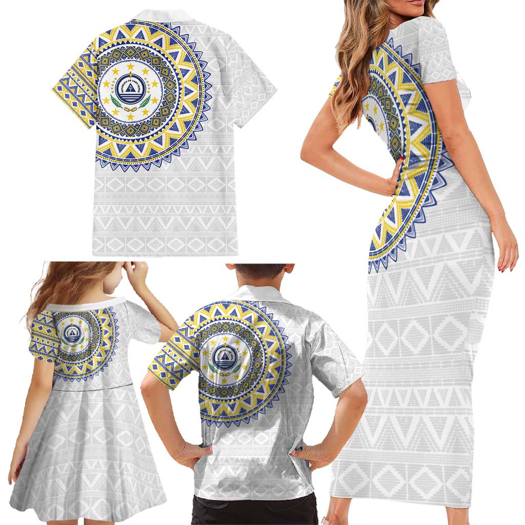 Cape Verde Family Matching Short Sleeve Bodycon Dress and Hawaiian Shirt African Tribal Pattern